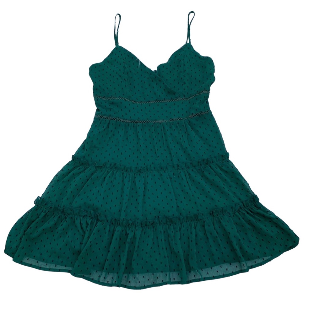 Trixxi Women’s Emerald Green Ruffle Layered Summer Dress Size Large